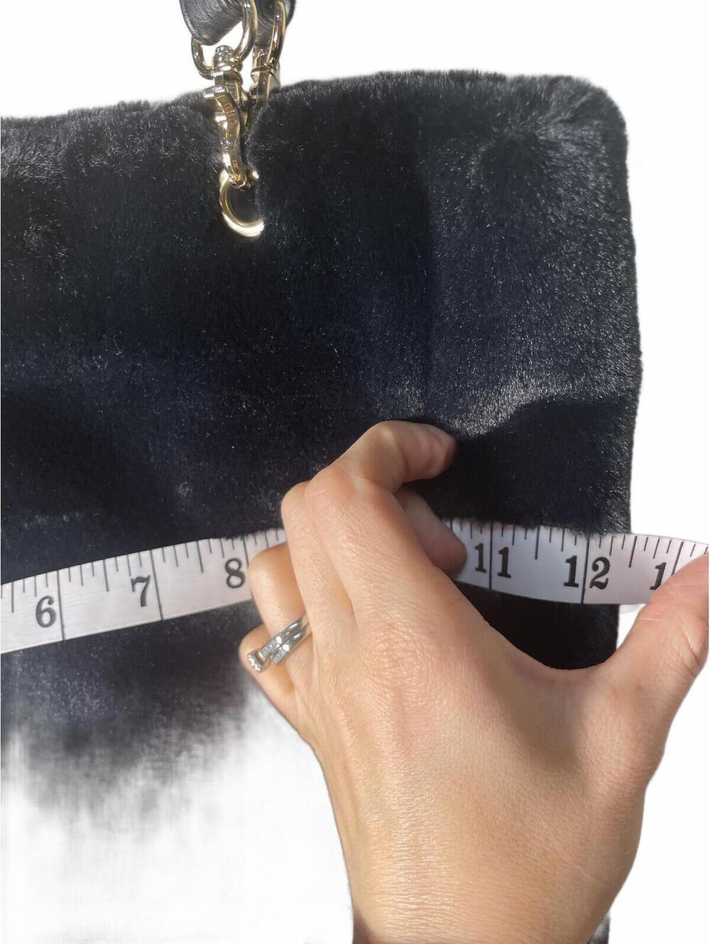 Black Faux Fur Tote Bag Purse Womens Barbiecore Furry Soft - Picture 6 of 7